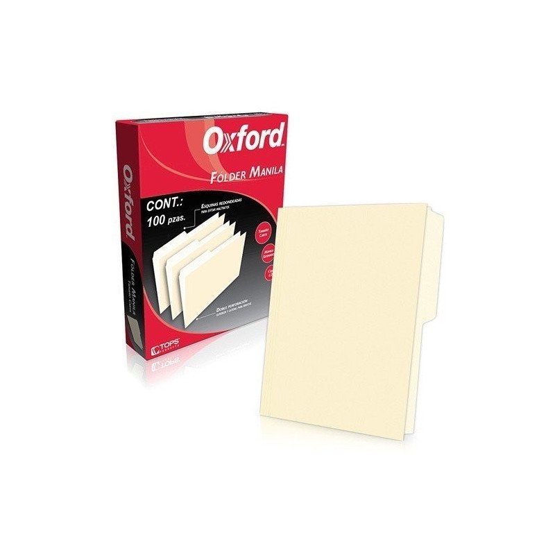 Folder manila tamaño carta. Color crema. Caja con 100 piezas.